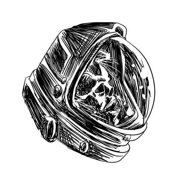 Череп Астронавта Космосе Векторная Иллюстрация — стоковый вектор