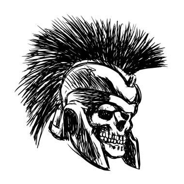 kask - vektör çizim ile Sparta kafatası