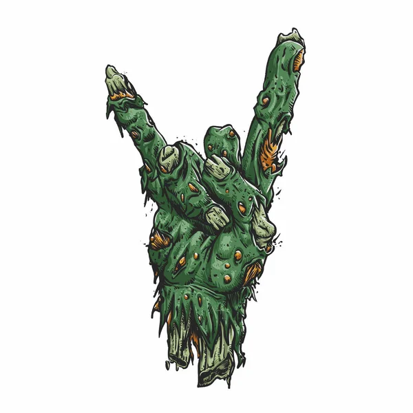 Zombie Hand Macht Rock Zeichen — Stockvektor