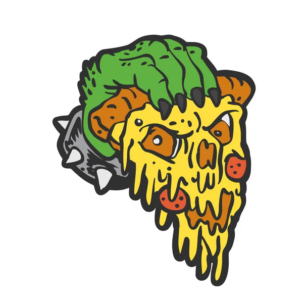 Monster Kezében Egy Pizza Vektor Illusztráció — Stock Vector
