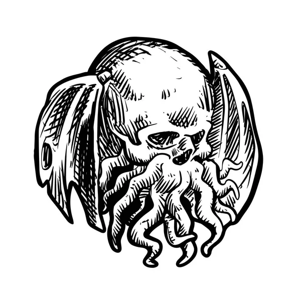 Ancient Mythical Monster Cthulhu Vector Illustration — Stock Vector