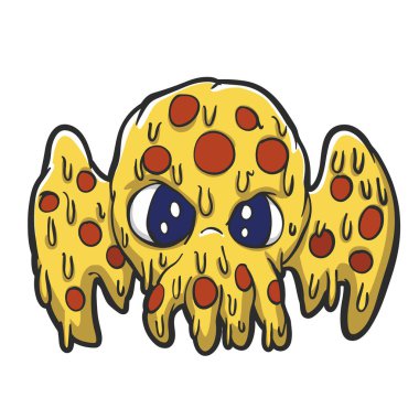 Cthulhu pizza sevimli-vektör illüstrasyon