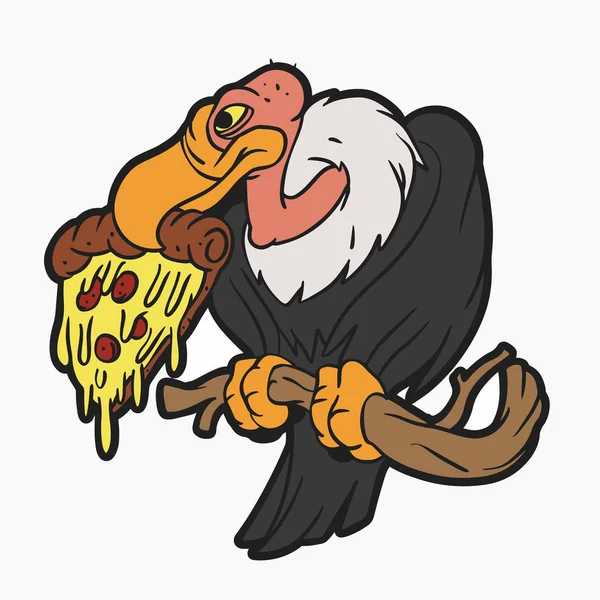 Buitre Comiendo Pizza Ilustración Vectorial — Archivo Imágenes Vectoriales