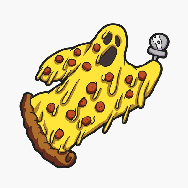 Geisterpizza Lustig Vektorillustration — Stockvektor