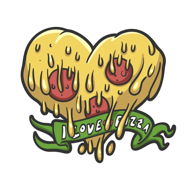 Coeur Pizza Aime Pizza Illustration Vectorielle — Image vectorielle