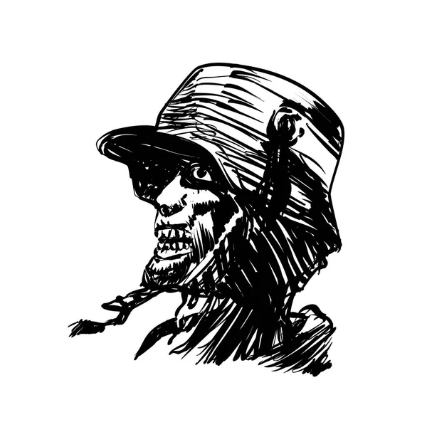 Gravure Militaire Zombie Illustration Vectorielle — Image vectorielle