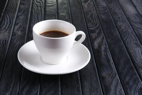 Taza Café Sobre Mesa Madera Con Espacio —  Fotos de Stock