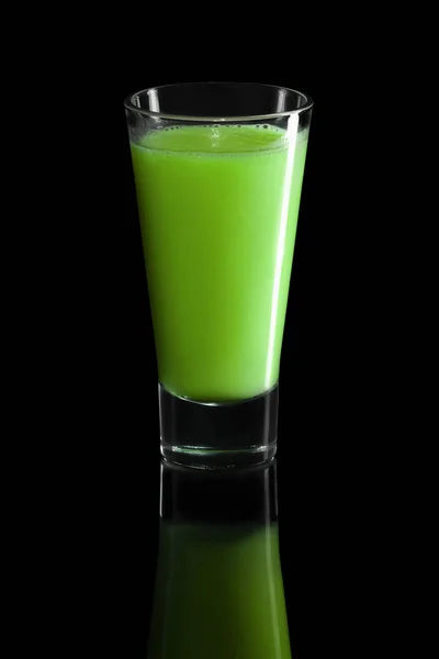 Glass Kiwi Celery Cocktail Isolated Black — Stock Photo, Image