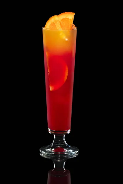 Tequila Sunrise Cocktail Arancia Isolata Nero Con Percorso Ritaglio — Foto Stock