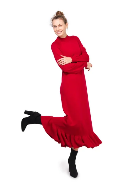 Attraktiv Modell Visar Jersey Kläder Våren Hösten Casual Outfit — Stockfoto