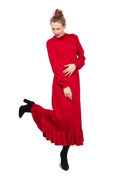 Aantrekkelijke Model Toont Jersey Kleding Lente Herfst Casual Outfit — Stockfoto