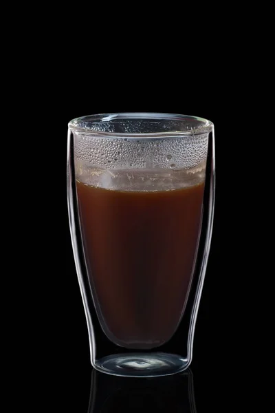 Double Walled Glass Coffee Isolated Black Photo Clipping Path — Stock Photo, Image