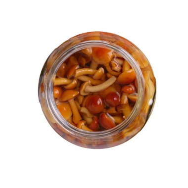 Pot ile üzerine beyaz izole turşusu tatlım agaric