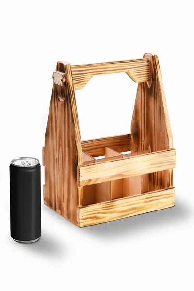 Holzbehälter Für Dosen Oder Flaschen — Stockfoto