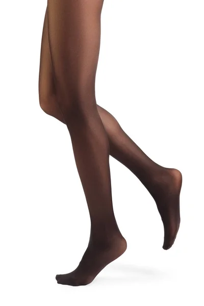 Ноги Идеальной Женщины Колготках Изолированы Белом — стоковое фото