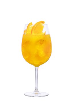 Cold sangria in a wine glass isolated on white background clipart