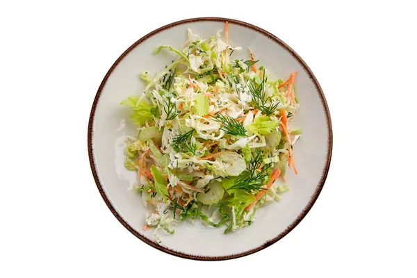 Insalata con cavolo fresco, carota e sedano isolati su bianco — Foto Stock