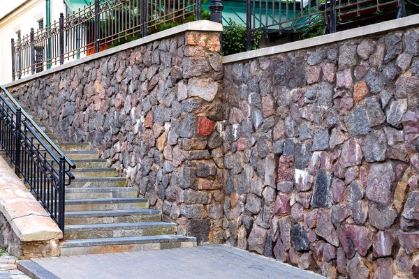 Stairs and stone wall of a building — Stock Photo, Image