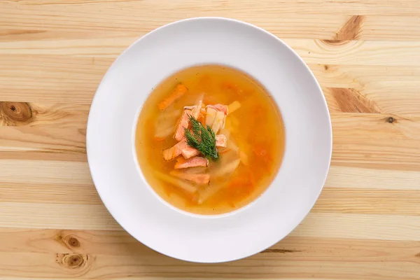 Porcję zupy łosoś — Zdjęcie stockowe