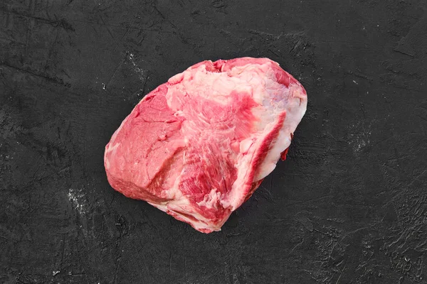 Carne Fresca Crua Perna Porco Comum Fundo Preto Vista Superior — Fotografia de Stock