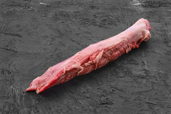 Filete Cerdo Fresco Crudo Sobre Fondo Negro — Foto de Stock