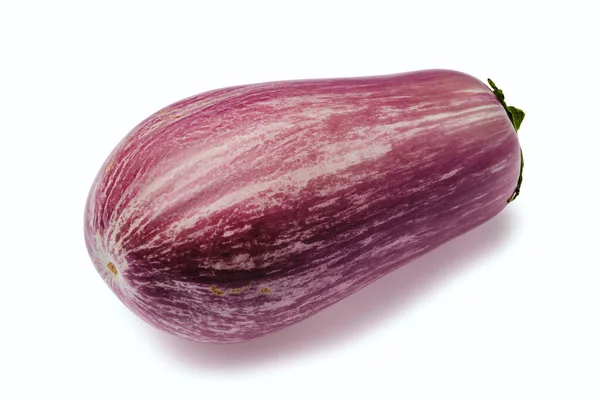 Flieder Gestreifte Aubergine Isoliert Auf Weißem Hintergrund — Stockfoto