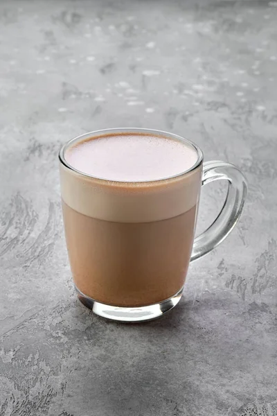 Tasse Transparente Cappuccino Avec Mousse — Photo