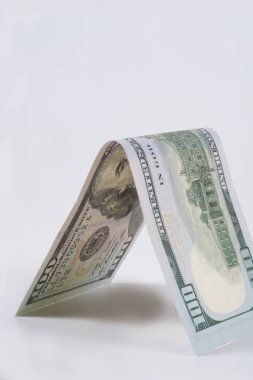 Dolar. Doları banknot, kavram ve fikir zaman değeri ve para, mülk iş ve finans kavramları üzerinde model. Retro yeşil.