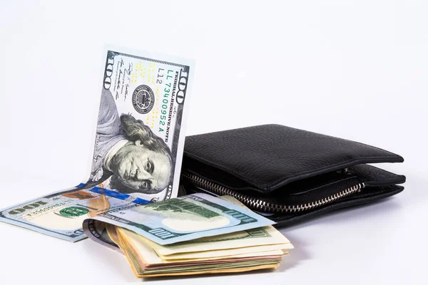 Monedero Con Dólares Concepto Idea Del Costo Del Tiempo Dinero —  Fotos de Stock