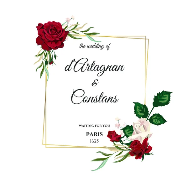 Trandafiri vectoriali Card de invitație de nuntă pentru design 01 Vector de stoc