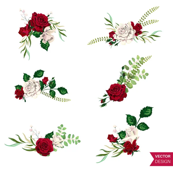 Tarjeta de invitación de boda de rosas vectoriales para diseño 01 — Archivo Imágenes Vectoriales
