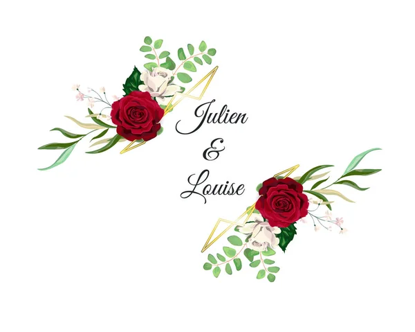 Свадебный пригласительный билет Vector Roses для оформления 01 Стоковая Иллюстрация