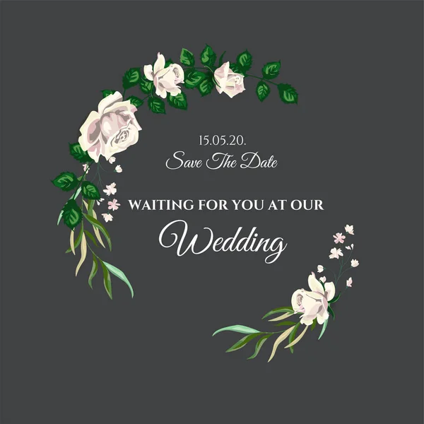 Tarjeta de invitación de boda de rosas vectoriales para diseño 01 Gráficos Vectoriales