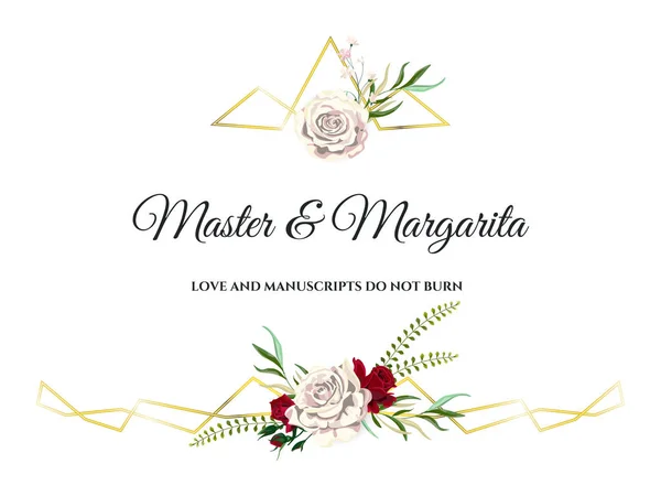 Tarjeta de invitación de boda de rosas vectoriales para diseño 01 Ilustración De Stock