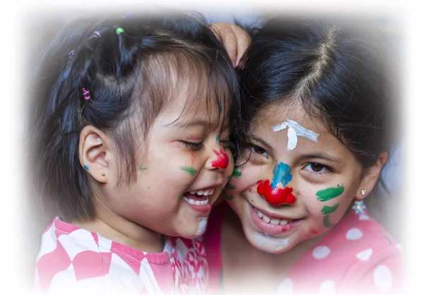 Sisters Dressed Clown — Stock Photo, Image