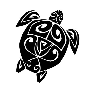 Maori tarzında deniz kaplumbağası. Dövme çizimi