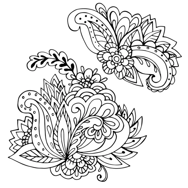 Boyama kitabı için öğeleri anahat. Dekoratif süs. Anti-stres terapisi desen. Tasarım öğesi örgü. Yoga logo, arka plan için meditasyon poster. Olağandışı çiçek şekli. Oryantal vektör.