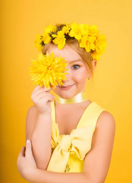 Retrato Una Linda Chica Con Pecas Una Corona Amarilla Cabeza — Foto de Stock