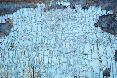 mavi ve turkuaz eski tahta, eski boyadan çatlaklar, çatlak yüzey arkaplanı olan eski grunge tarzı metin, dekorasyon veya reklam şablonu, retro sanat.