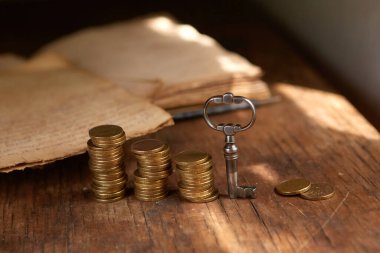 Eski güzel bir anahtar, bir yığın altın para, eski bir kitap. Girişim, yatırım, hazine avı ya da başarının anahtarı.