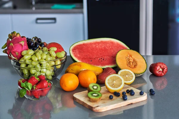Bunte Früchte Gesunde Ernährung Kochen Vegetarische Kost Ernährungskonzept — Stockfoto