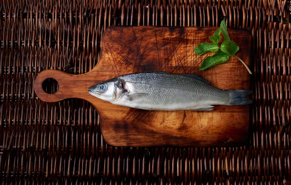 Reh Seabass Mesa Corte Vintage Mesa Vime Marrom — Fotografia de Stock