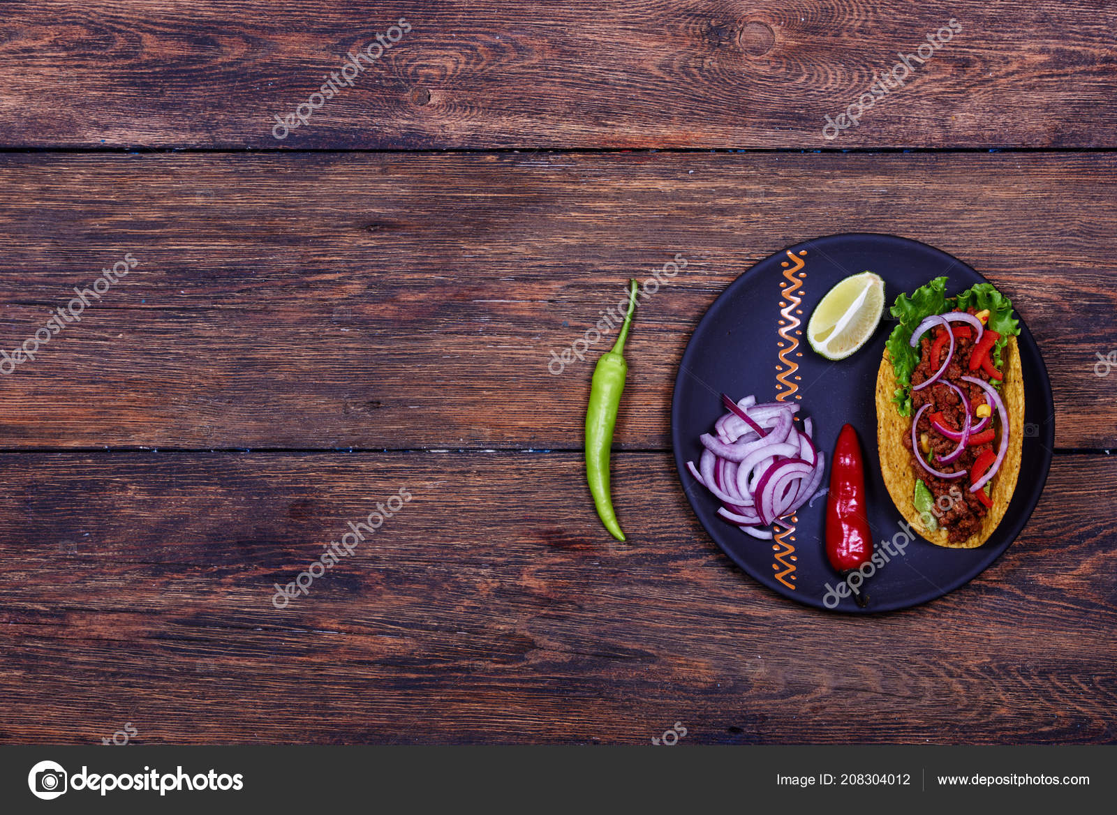 Mexican Traditional Burrito Consist Chips Chicken Meat Onion Slices Red