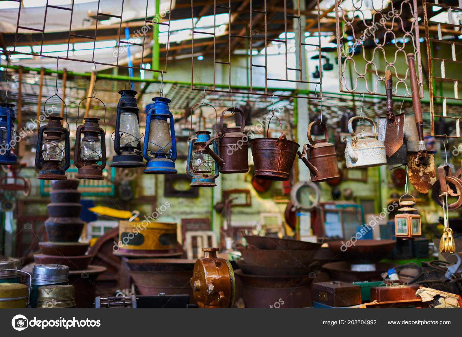 Vintage Lamps Various Vintage Objects Sale Indoor Flea Market View
