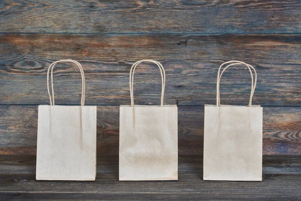 Mock Brauner Bastelpapierverpackung Mit Griffen Leere Einkaufstasche Mit Fläche Für — Stockfoto