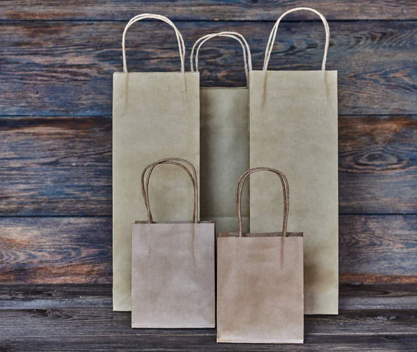 Mock Brauner Bastelpapierverpackung Mit Griffen Leere Einkaufstasche Mit Fläche Für — Stockfoto