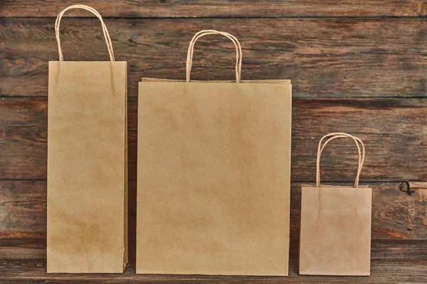 Mock Brown Craft Paper Package Handles Empty Shopping Bag Area — Stock Photo, Image