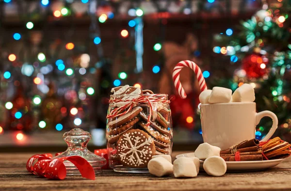 Imagen Dulces Navidad Pan Jengibre Tradicional Navidad Con Bastón Caramelo —  Fotos de Stock