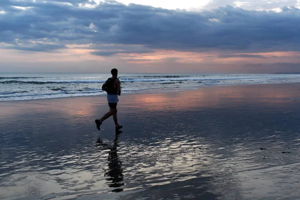 Gezonde Levensstijl Sport Oefening Voor Cardio Training Silhouet Van Actieve — Stockfoto