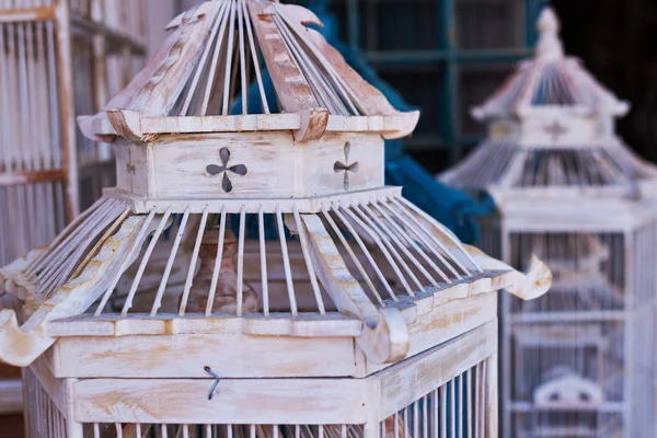 Nombreuses Tailles Différentes Colorées Des Cages Bois Pour Les Oiseaux — Photo